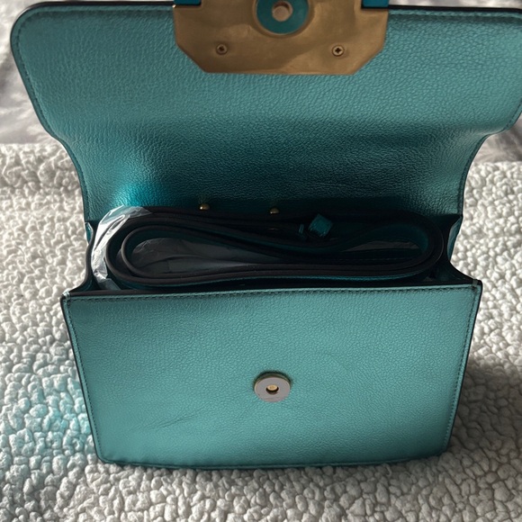 Kate Spade Bijou Metallic Blue & Green Mini Top Handle bag W/ Crossbody Strap - Picture 12 of 17